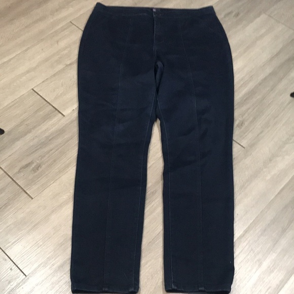 NYDJ DarkWash Leggings w/ faux pockets & zipper Fly size 14 - Picture 4 of 11